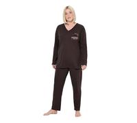 Ulla Popken Pyjama, Satin Pocket, Noir, 50-52 Femmes