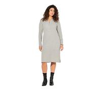 Ulla Popken Rippjersey-Midikleid, Zipper, A-Linie, V-Ausschnitt, Langarm Robe, Mélange de Gris Clair, 52-54 Femmes