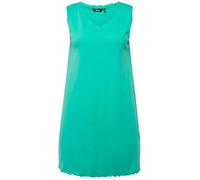 Ulla Popken Robe, Bords ondulés, Ligne A, côtes Fines, Coton Biologique 793167, Vert, 52-54 Femme