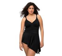 Ulla Popken Robe de Bain à Ourlet Oblique Uni Maillots, Noir, 46 Femme