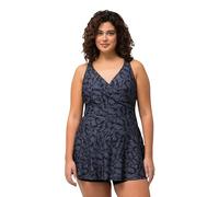 Ulla Popken Robe de Bain April avec Short, Feuilles Maillot Pièce, Noir, 54 Femme