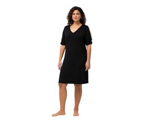 Ulla Popken Robe de Plage Chinée, Noir, 48-50 Femme