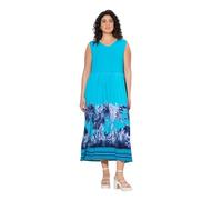Ulla Popken Robe en Jersey avec Bordure en Palmier pour Femme Grandes Tailles Grande Taille, Aqua Profond, 48-50