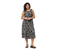 Ulla Popken Robe en Jersey avec détails au Niveau du col et imprimé intégral 831785, Noir, 62-64 Femme