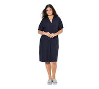 Ulla Popken Robe en Lin mélangé Leinenmix-Kleid pour Femme, Bleu Marine, 50-52