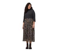 Ulla Popken Robe en Maille avec Haut côtelé, Gris, 52-54 Femme