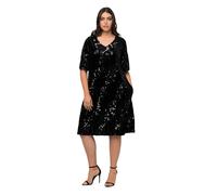 Ulla Popken Robe en Velours à Paillettes, Noir, 48-50 Femme
