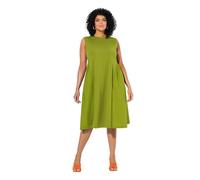 Ulla Popken Robe Grande Taille pour Femme, Grande Taille, mélange de matériaux, Ligne A, col Rond, sans Manches 839024, Vert Gazon, 54-56