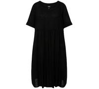 Ulla Popken Robe Grande Taille pour Femme, Grande Taille, mélange Lin, Ligne A, col Rond, Manches mi-Longues