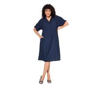Ulla Popken Robe Polo Grande Taille pour Femme avec Fente sur Les Manches, Marine, 48-50