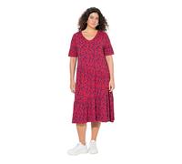 Ulla Popken Robe pour Femme avec Volants asymétriques, Rouge Fluo, 58-60