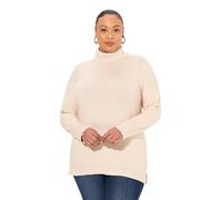 Ulla Popken Rollkragenpullover, Breite Rippbündchen, Langarm Pull-Over, Mélange Naturel, 64-66 Femme