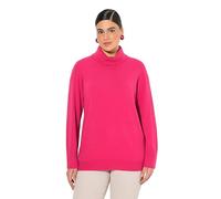 Ulla Popken Rollkragenpullover, Breite Rippbündchen, Langarm Pull-Over, Rouge et Rose, 48-50 Femme