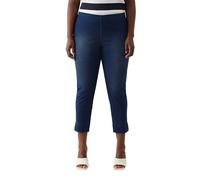 Ulla Popken, Schmales Bein, Saumschlitze Capri Sienna en Jersey, Jambe étroite, Fentes à l'ourlet, Bleu, 46 Femmes