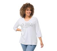 Ulla Popken Shirt mit Städte-Druck, Blanc Neige, 48/50 FR Femme