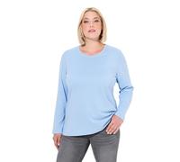 Ulla Popken Shirt, Slim, Rundhalsausschnitt, Langarm Maillot de Tunique, Bleu Clair, 58-60 Femmes