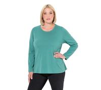 Ulla Popken Shirt, Slim, Rundhalsausschnitt, Langarm Maillot de Tunique, Vert, 50-52 Femmes