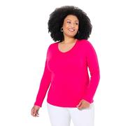 Ulla Popken Shirt, Slim, V-Ausschnitt, Langarm Manches Longues en V, Rouge et Rose, 48-50 Femmes