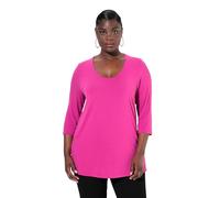 Ulla Popken Shirt, Tiefer Rundhalsausschnitt, 3/4 Arm, col Rond Profond, Manches, Lilas, 54-56 Femmes