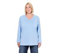 Ulla Popken Shirt, V-Ausschnitt, Relaxed, Langarm Maillot de Tunique, Bleu Clair, 58-60 Femmes