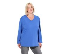 Ulla Popken Shirt, V-Ausschnitt, Relaxed, Langarm Maillot de Tunique, Bleu Paon, 62-64 Femmes