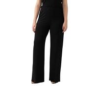 Ulla Popken Slinkyhose, Weites Bein, Elastikbund, Pantalon, Jambe Large, Taille élastique, piqué Slinky, Noir, 40W / 32L Femmes