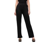 Ulla Popken Slinkyhose, Weites Bein, Elastikbund, Pantalon, Jambe Large, Taille élastique, piqué Slinky, Noir, 40W / 32L Femmes