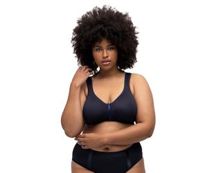 Ulla Popken Soutien-Gorge sans Fil-Microfibre, Bien-Être, Bleu Nuit, 130C Femme