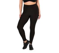 Ulla Popken Sportleggings, Struktur, High Waist, breiter Elastikbund Leggings, Schwarz, 52-54 Femme