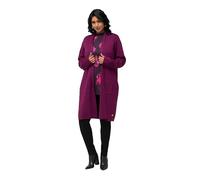 Ulla Popken Strickjacke, Lange, Offene Form, Weicher Feinstrick Cardigan, Rose Baies, 56/58 FR Femme