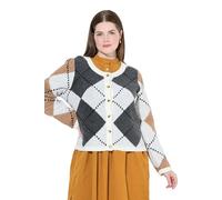 Ulla Popken Strickjacke mit Argylemuster Pull-Over, Beige, 54-56 Femme