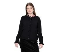 Ulla Popken Strickjacke mit Rüschen Pull-Over, Noir, 54-56 Femme