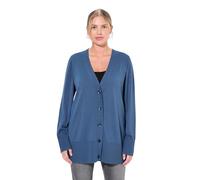 Ulla Popken Strickjacke, V-Ausschnitt, Knopfleiste, Feinstrick Pull-Over, Encre Bleue, 50-52 Femme