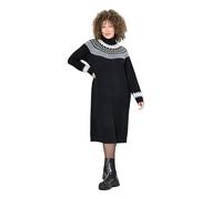 Ulla Popken Strickkleid, Norwegermuster, Rollkragen, Langarm Robes, Noir, 48-50 Femmes