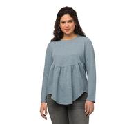Ulla Popken Struktursweatshirt mit Volant, A-Line T-Shirt, Bleu, 48-50 Femme