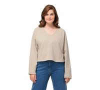 Ulla Popken Sweat-Shirt Court structuré pour Femme, Ivoire, 54-56