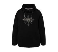 Ulla Popken Sweat-Shirt Étoile de Glace Strass Sweatshirts, Noir, 52-54 Femme