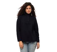Ulla Popken Sweat-shirt grande taille pour femme avec col montant et boutons à manches longues
