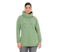Ulla Popken Sweatshirt, Weiter Stehkragen, Taschen, Raglan-Langarm Maillot de survêtement, Vert, 62-64 Femme