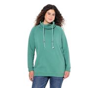 Ulla Popken Sweat-Shirt Grande Taille pour Femme, Grandes Tailles, col Montant Large, Poches, Manches Longues Raglan, Vert, 50-52