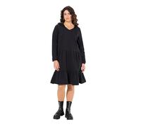 Ulla Popken Sweatkleid, Kapuze, A-Linie, V-Ausschnitt, Langarm Robe, Noir, 52-54 Femmes