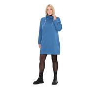 Ulla Popken Sweatkleid, Stehkragen, Langarm, Taschen Robe décontractée, Bleu Denim, 58-60 Femmes