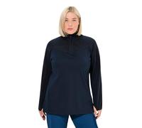 Ulla Popken Sweatshirt, Stretch, Teddyfleece, Troyerkragen, Langarm Maillot de survêtement, Marine, 54-56 Femme