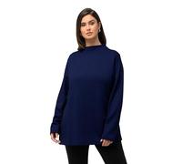 Ulla Popken Sweatshirt, Struktur Maillot de survêtement, Titane/Bleu, 48-50 Femme