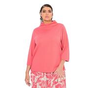 Ulla Popken Sweatshirt, Struktur, Stehkragen, Zierfalten, 3/4-arm, Corail foncé, 58-60 Femme
