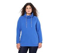 Ulla Popken Sweatshirt, Weiter Stehkragen, Taschen, Raglan-Langarm, Bleu Paon, 58-60 Femme