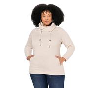 Ulla Popken Sweatshirt, Weiter Stehkragen, Taschen, Raglan-Langarm Maillot de survêtement, Mélange Naturel, 54-56 Femme