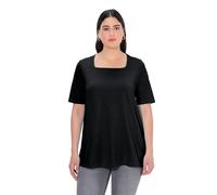 Ulla Popken T- Shirt, A-Linie, Carree-Ausschnitt, Halbarm, Black Beauty, 60-62 Femme