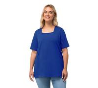Ulla Popken T- Shirt, A-Linie, Carree-Ausschnitt, Halbarm col, Bleu Cobalt, 62-64 Femmes