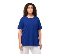 Ulla Popken T- Shirt, A-Linie, Rundhalsausschnitt, Halbarm col Rond, Bleu Cobalt, 50-52 Femmes